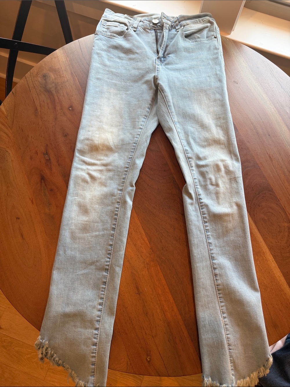 Buddy Love Light Blue Cropped Straight Jeans with Frayed Hem